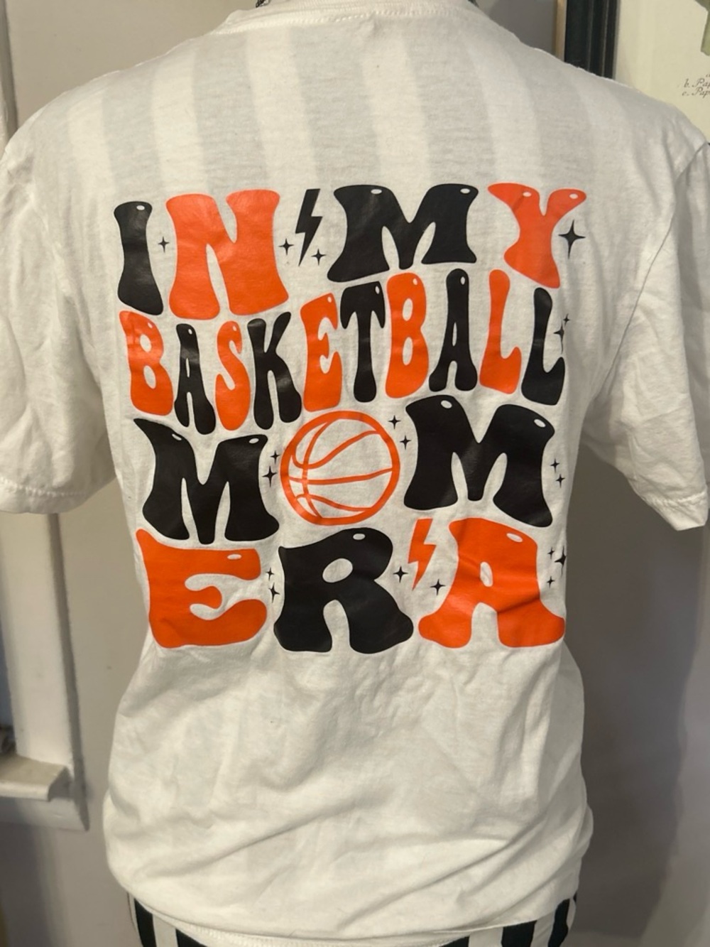 In my Basketball Era Graphic Tee - white & Orange Connor on front